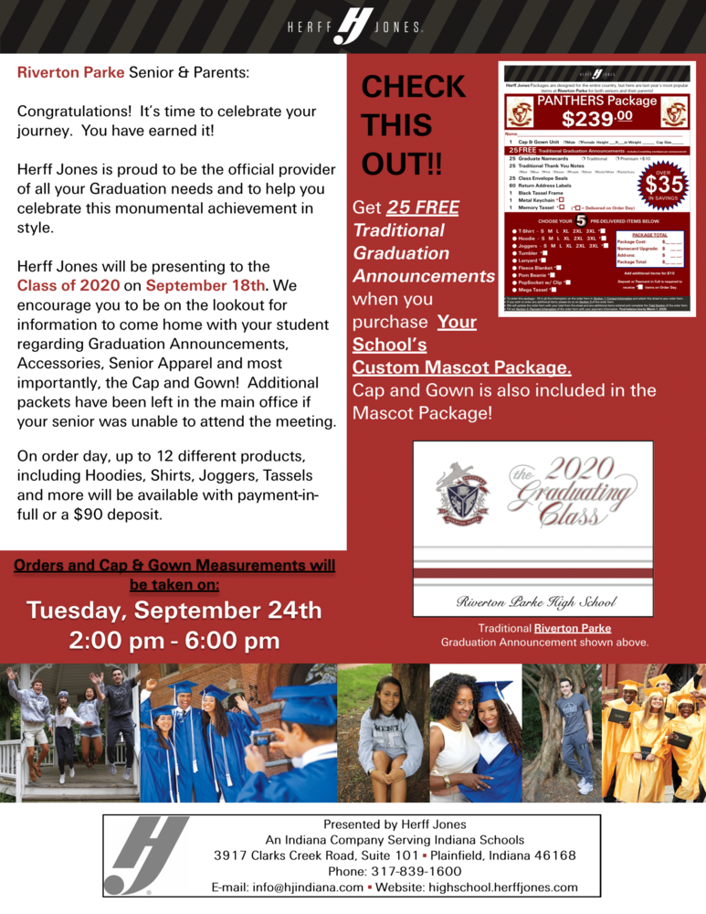 Herff Jones Family Order Night Riverton Parke Jr./Sr. High School