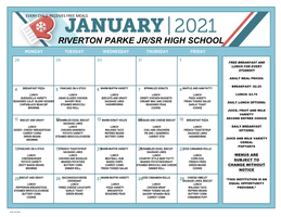RP January 2021 Breakfast / Lunch Menu