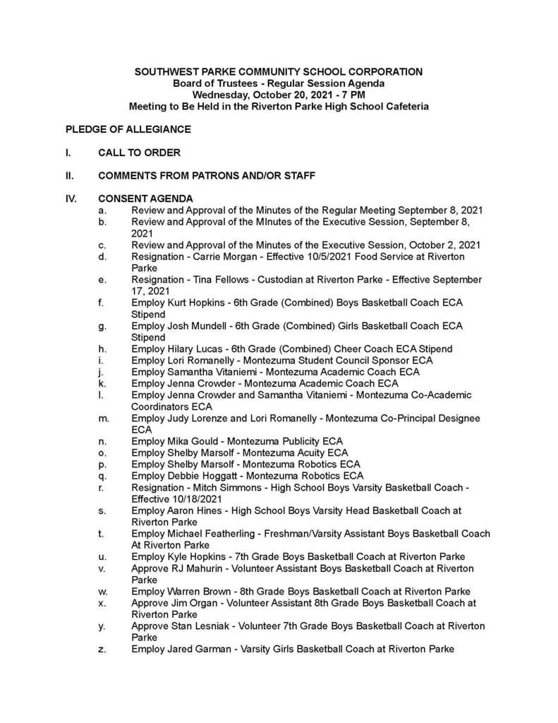 October 2021 Agenda - Page 1