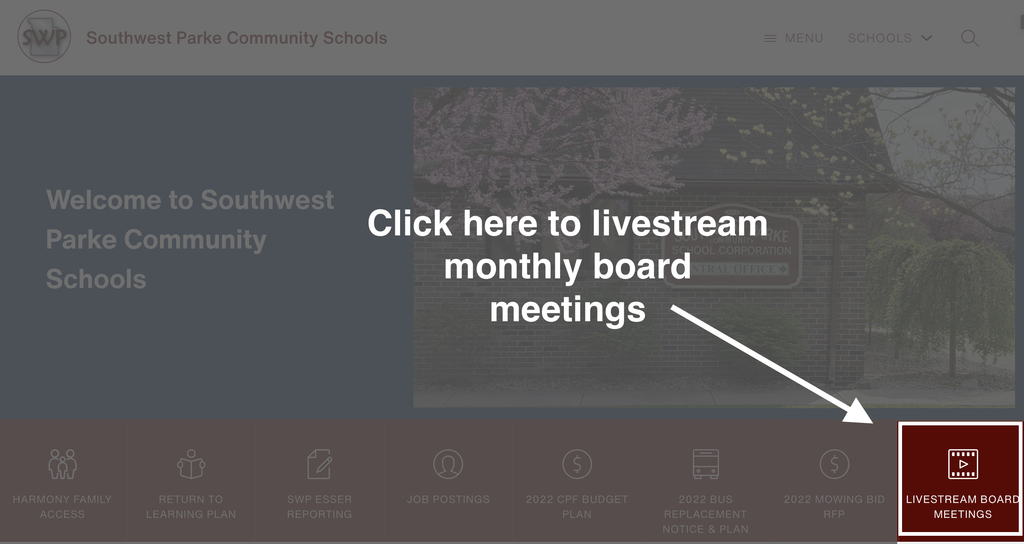 Click the link on the homepage to livestream monthly board meetings